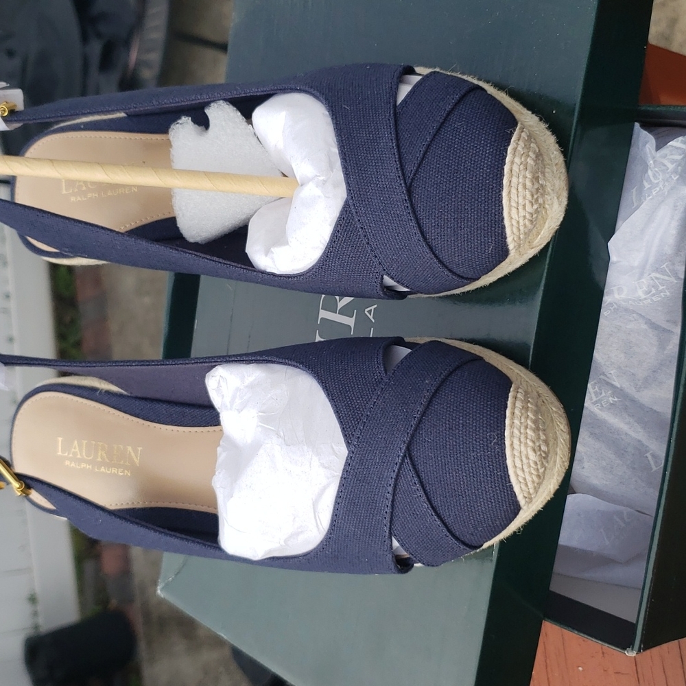 New Ralph Lauren blue wedges size 8 - Picture 4 of 9